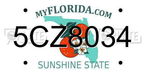 5CZ8034 Florida License Plate