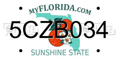 5CZB034 Florida License Plate
