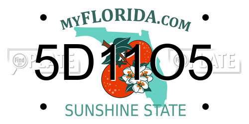 5D11O5 Florida License Plate