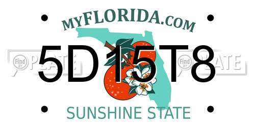 5D15T8 Florida License Plate