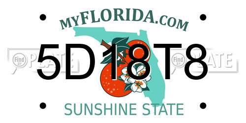5D18T8 Florida License Plate