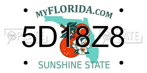 5D18Z8 Florida License Plate