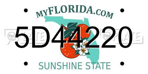 5D44220 Florida License Plate