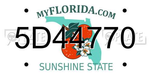 5D44770 Florida License Plate
