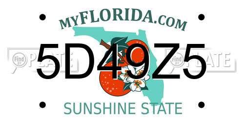 5D49Z5 Florida License Plate