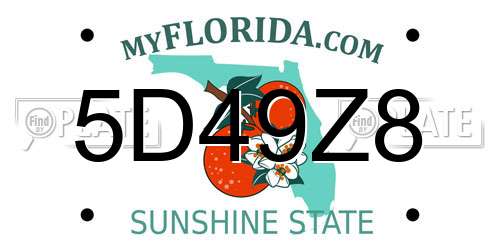 5D49Z8 Florida License Plate