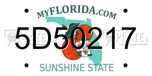5D50217 Florida License Plate
