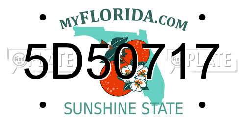 5D50717 Florida License Plate