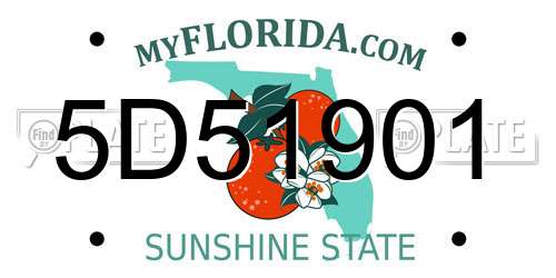 5D51901 Florida License Plate