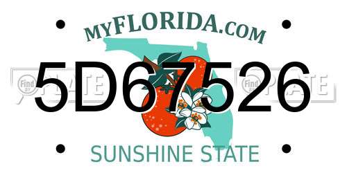 5D67526 Florida License Plate