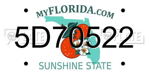 5D70522 Florida License Plate