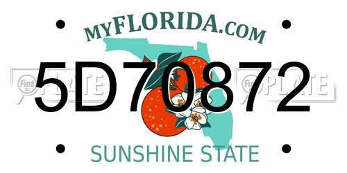 5D70872 Florida License Plate
