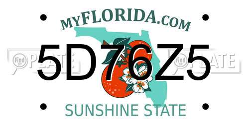 5D76Z5 Florida License Plate