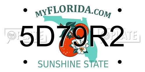 5D79R2 Florida License Plate