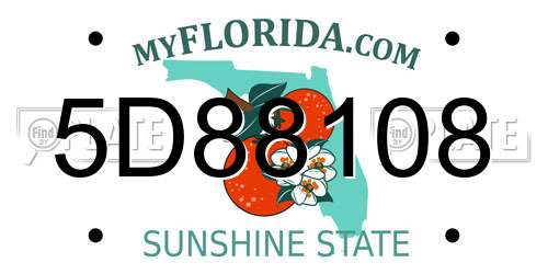 5D88108 Florida License Plate