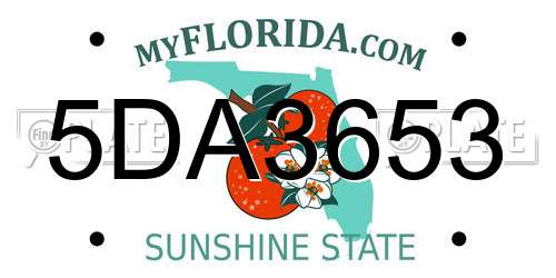5DA3653 Florida License Plate