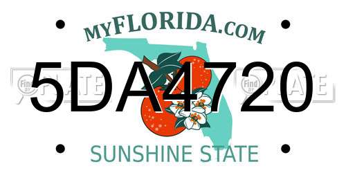 5DA4720 Florida License Plate