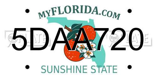 5DAA720 Florida License Plate