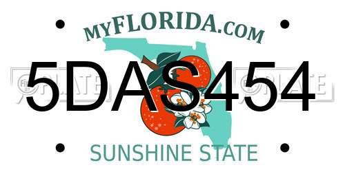 5DAS454 Florida License Plate