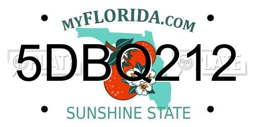 5DBQ212 Florida License Plate