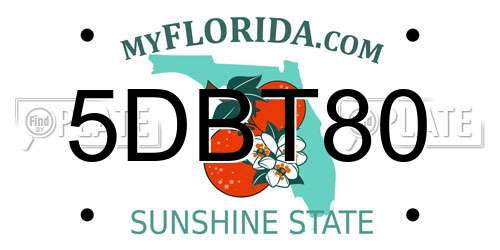 5DBT80 Florida License Plate