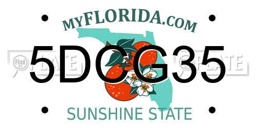 5DCG35 Florida License Plate