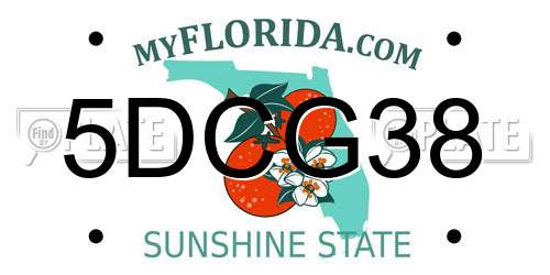 5DCG38 Florida License Plate
