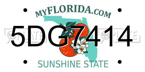 5DG7414 Florida License Plate