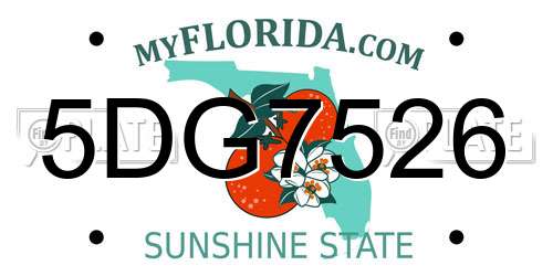 5DG7526 Florida License Plate