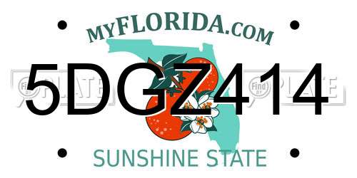 5DGZ414 Florida License Plate