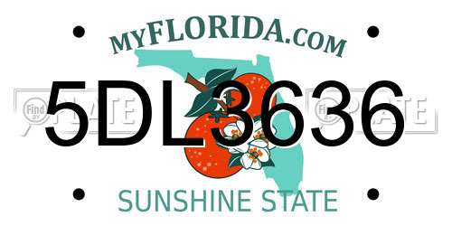 5DL3636 Florida License Plate