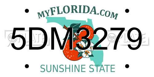5DM3279 Florida License Plate