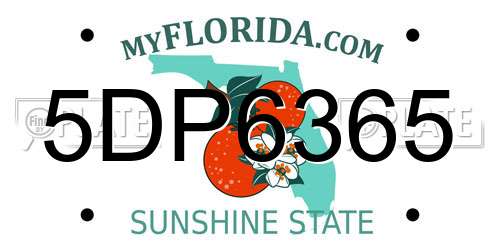 5DP6365 Florida License Plate