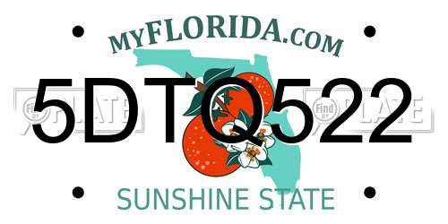 5DTQ522 Florida License Plate