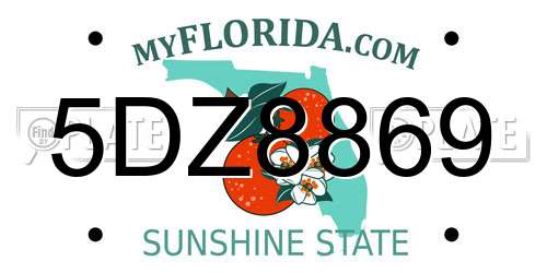 5DZ8869 Florida License Plate