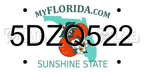 5DZQ522 Florida License Plate