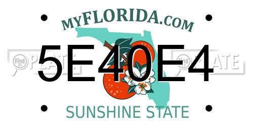 5E40E4 Florida License Plate