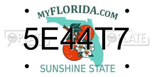 5E44T7 Florida License Plate