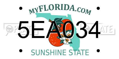 5EA034 Florida License Plate