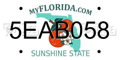 5EAB058 Florida License Plate