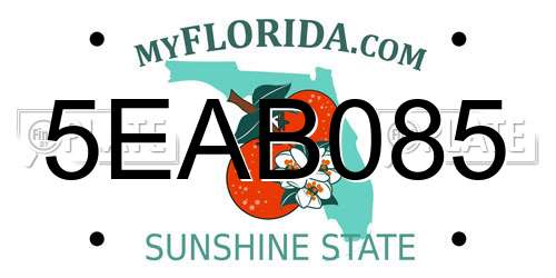 5EAB085 Florida License Plate