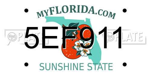 5EF911 Florida License Plate
