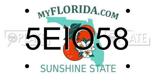 5EIO58 Florida License Plate