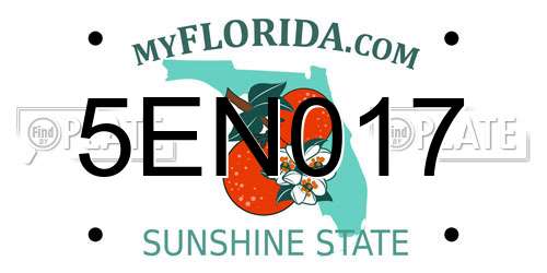 5EN017 Florida License Plate