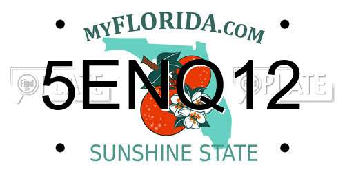 5ENQ12 Florida License Plate