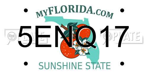 5ENQ17 Florida License Plate