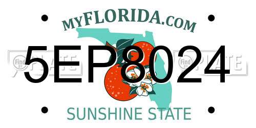 5EP8024 Florida License Plate