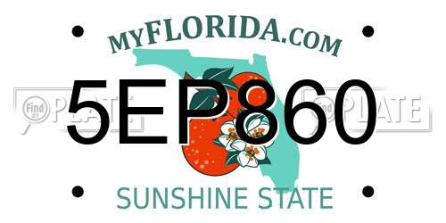 5EP860 Florida License Plate