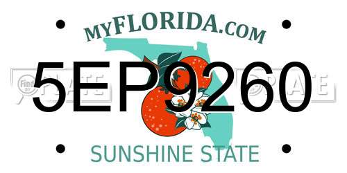 5EP9260 Florida License Plate