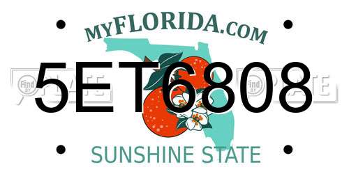 5ET6808 Florida License Plate